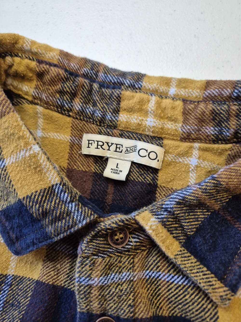 Men's Yellow and Navy Plaid Flannel Shirt - Picture 4 of 7